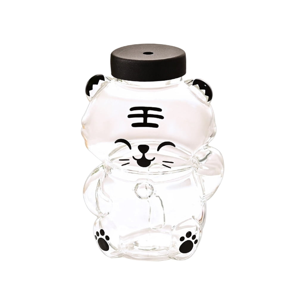 lanema Safe Glass Bear Cup With Straw Spill Resistant Cover For Kids Adults