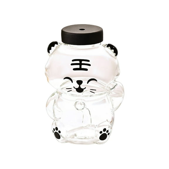 Glass straw cup with lid, Engaging bear-shaped cup, suitable for coffee, Concoctions, beer, and cocktails, safe drinking cup for home use.