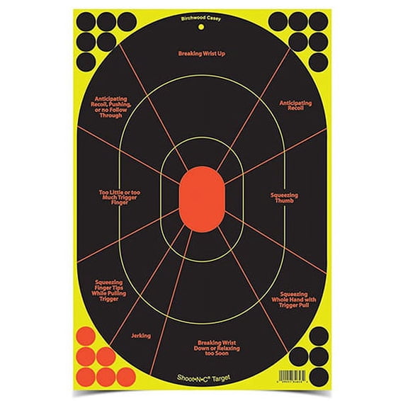 Birchwood Casey 34655 Shoot-N-C Handgun Trainer 12" x 18" Self-Adhesive Target 5 Pack Black/Red