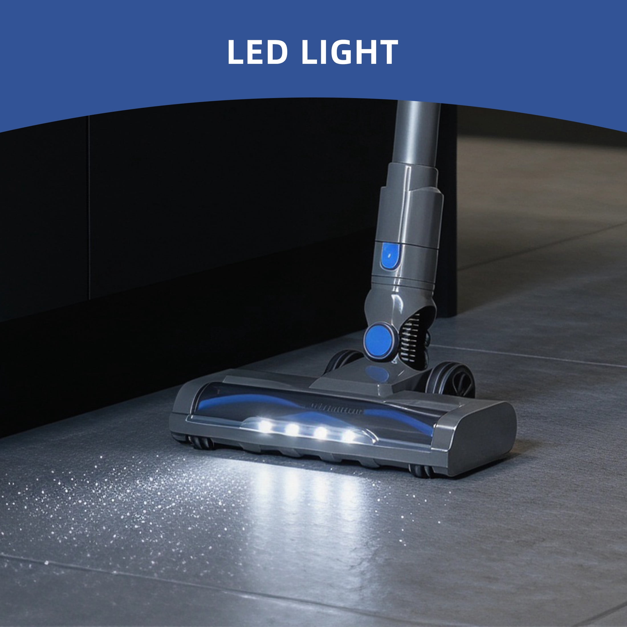 CONCETTA Cordless Vacuum Cleaner with Self-Standing, LED Screen, Lightweight Powerful Suction, 6-in-1 Rechargeable for Home Carpets, Pet Hair, Hardwood Floors, Black Blue