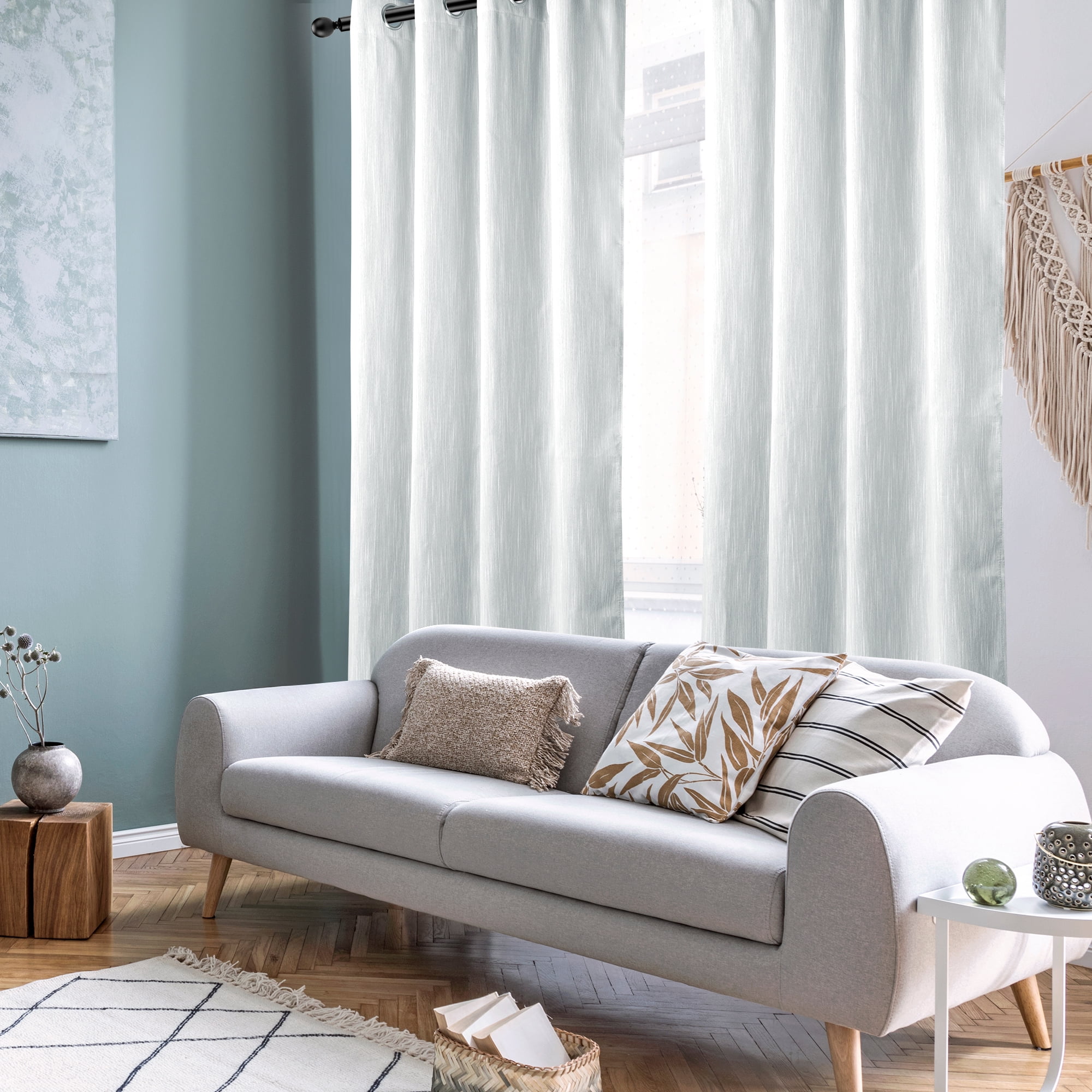 PiccoCasa 2 Panels Bedroom Linen Look Blackout Curtains Gray 52