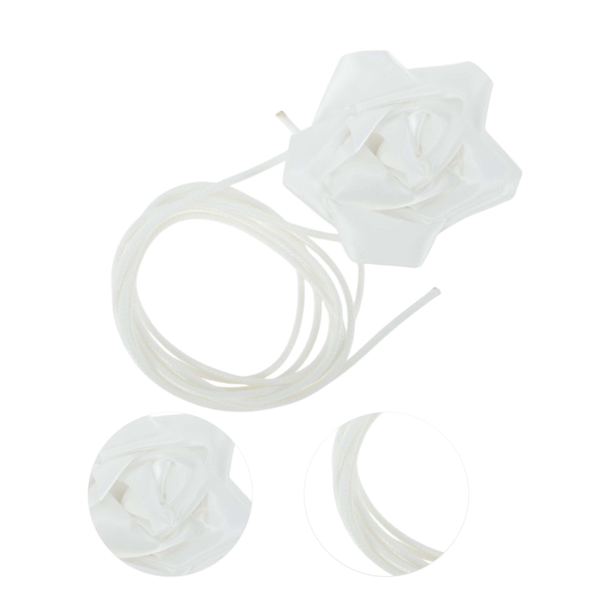 Unique Bargains Satin Rose Flower Adjustable Waist Belt White
