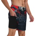 thumbnail image 2 of Fuzoiu Red Black Eastern Panda Warrior Print Men's Swim Shorts,Quick-Dry Double-Layer Swim Trunks,Board Trunks,Beach Shorts Swimwear Bathing Suits-, 2 of 6