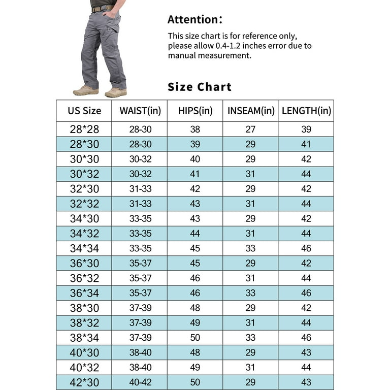 FEDTOSING Relaxed Work Cargo Pants Outdoor Mens Pant Gray Size 36 34