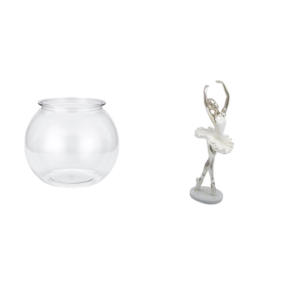 Acuario de escritorio,Pecera pequeña transparente,pecera,jarrón,mesa.,Tanque de peces Contenedor de acuario transparente Hogar,Figura de escritorio,Estatua de bailarina,adorno de