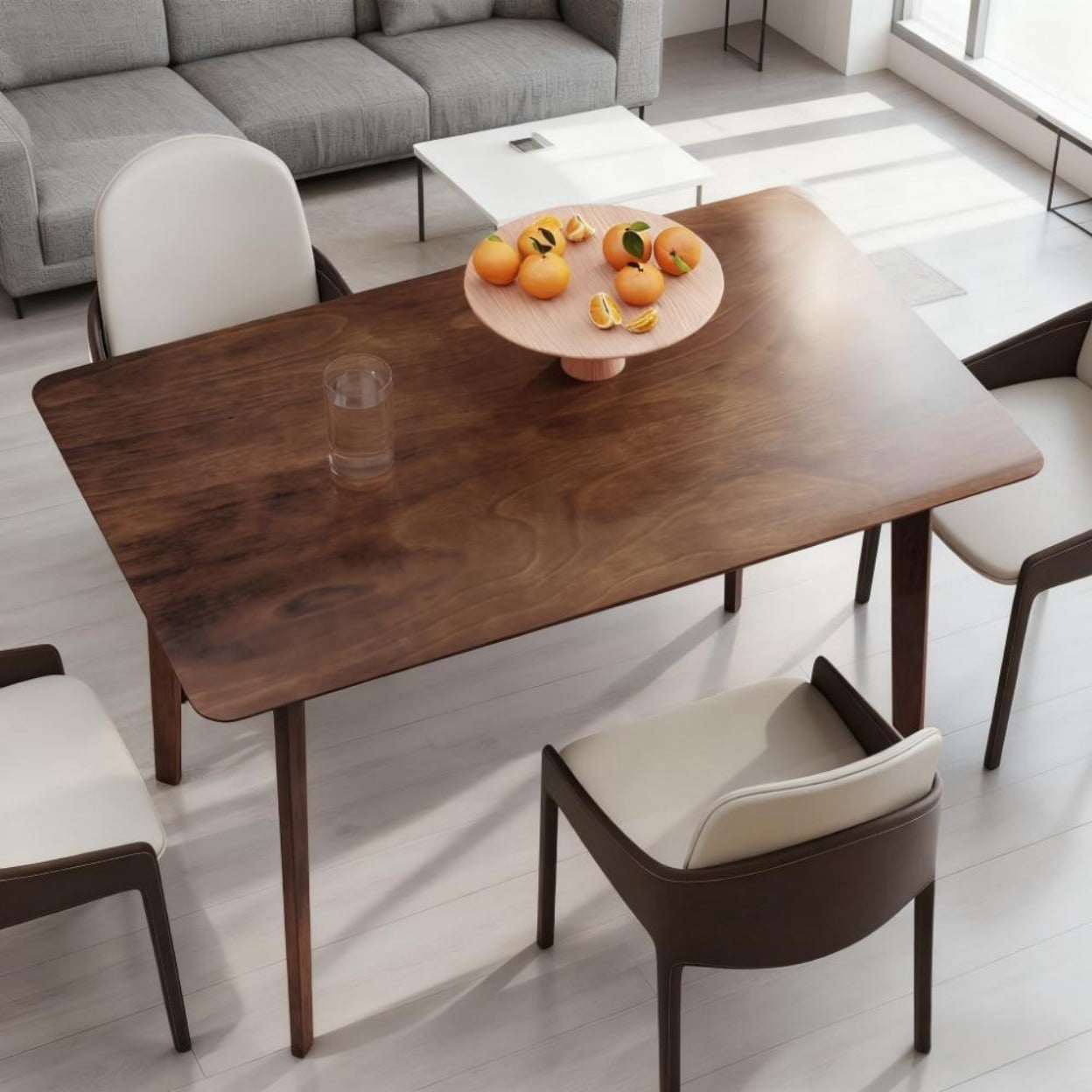 Mid Century Modern Dining Table, 47.2" Rectangular Kitchen Table with Rubber Wood Frame, 4 Person Dining Room Table for Home, Work, Crafts, Walnut