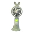 thumbnail image 2 of Ventilador de mano con base, recargable por USB, compacto, silencioso, bonito ventilador portátil con forma de conejo. verde, 2 of 9