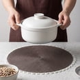 thumbnail image 4 of Farmhouse Round Placemats Set of 6 Woven Placemats for Dining Table Decor Indoor Outdoor Washable Table Mat Wipe Clean Coffee 15.7x15.7inch, 4 of 6