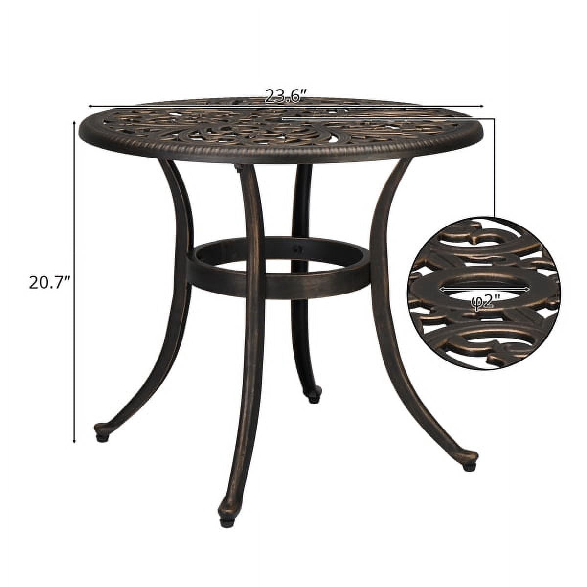 23.6inch Phoenix Table Round Garden Cast Aluminum Table Bronze