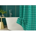 thumbnail image 2 of Extra Long Textured Fabric Shower Curtain 72" Width by 84" Length, Turquoise Checkered Printed Bathroom Curtains, Machine Washable, 2 of 5