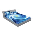 thumbnail image 2 of Ambesonne Abstract Fitted Sheet & Pillow Sham Set, Surfer Wavy Sun, Full, Blue White and Yellow, 2 of 2