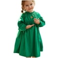 thumbnail image 3 of Glisme Girls Dress Autumn And Winter Long Sleeve Corduroy Solid Color Sundress Versatile Little Girl Princess Dress Size 3-4 Years,Green, 3 of 6