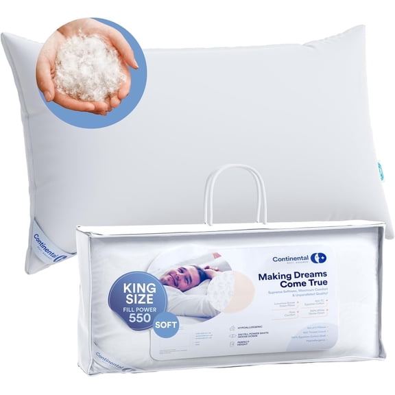 550FP Goose Down Pillow - Soft- King Size - 1 Pack