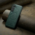 thumbnail image 4 of Magnetic Case for Samsung Galaxy S23, Compatible with Magsafe & Car Mount Premium PU Leather Slim Fit Bumper Rugged Shockproof Protective Phone Case for Women Men, Green, 4 of 7