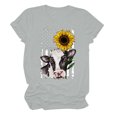 thumbnail image 2 of OKBOP White Tops For Women,Fashion Printed Round Neck Short Sleeve T-Shirt Loose Work Blouses For Women Black Dress Shirt, 2 of 3