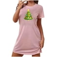 thumbnail image 5 of Sakmal Christmas House Dress for Women Pink Oversized Soft Comfy House Dress Short Crew Neck Short Sleeve Christmas Trees Print Nightgowns S-2XL, 5 of 5
