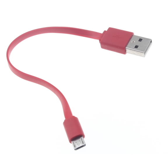 MicroUSB Short USB Cable for LG K8X, Tribute Monarch, Phoenix 5, Fortune 3, Aristo 5 - Charger Cord Power Wire Red Flat Fast Charge Sync N7R