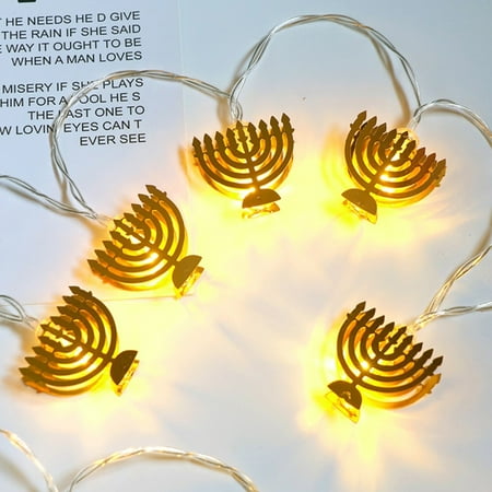 

Iron Party Supplies Decorative Home Lamp LED Wire Light Candlestick Chanukah Decor String Lights GOLD