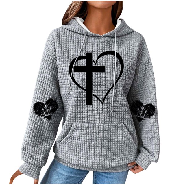 Chandails à Capuchon pour Femmes, Blouse à Manches Longues Imprimée Décontractée Sweat à Capuche