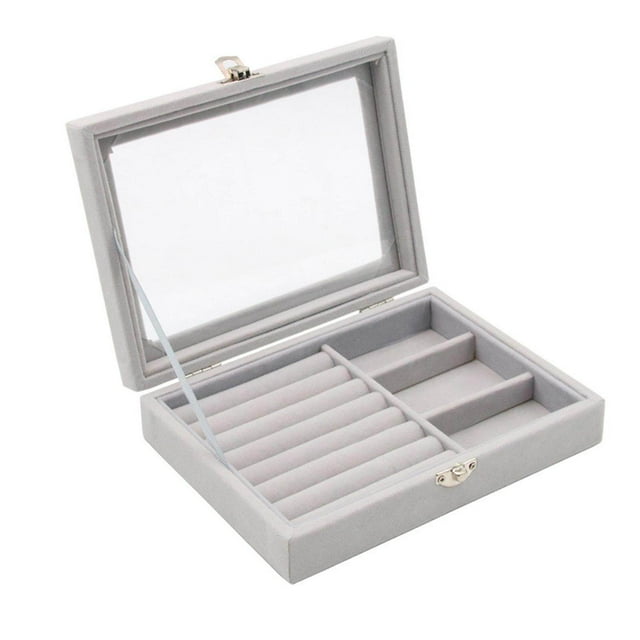 Jewelry Organizer Box Gift Large Gift Jewelry Organizer Box Capacity for Earring Birthdays Wedding Gray