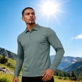 thumbnail image 5 of Mens Long Sleeve Golf Shirts 3 Button Collared Performance Shirt Lightweight Quick Dry Stretch Top for Golf Work Office,L,Green, 5 of 9