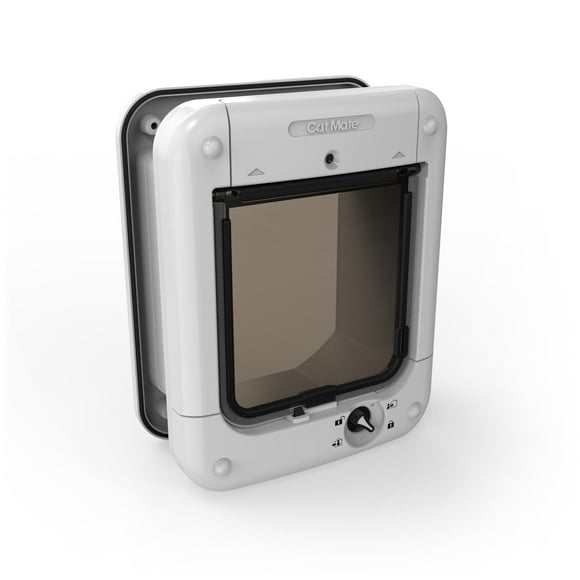Puerta para gatos Cat Mate 360 activada por microchip, blanca