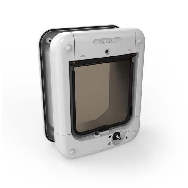 Puerta para gatos Cat Mate 360 activada por microchip, blanca