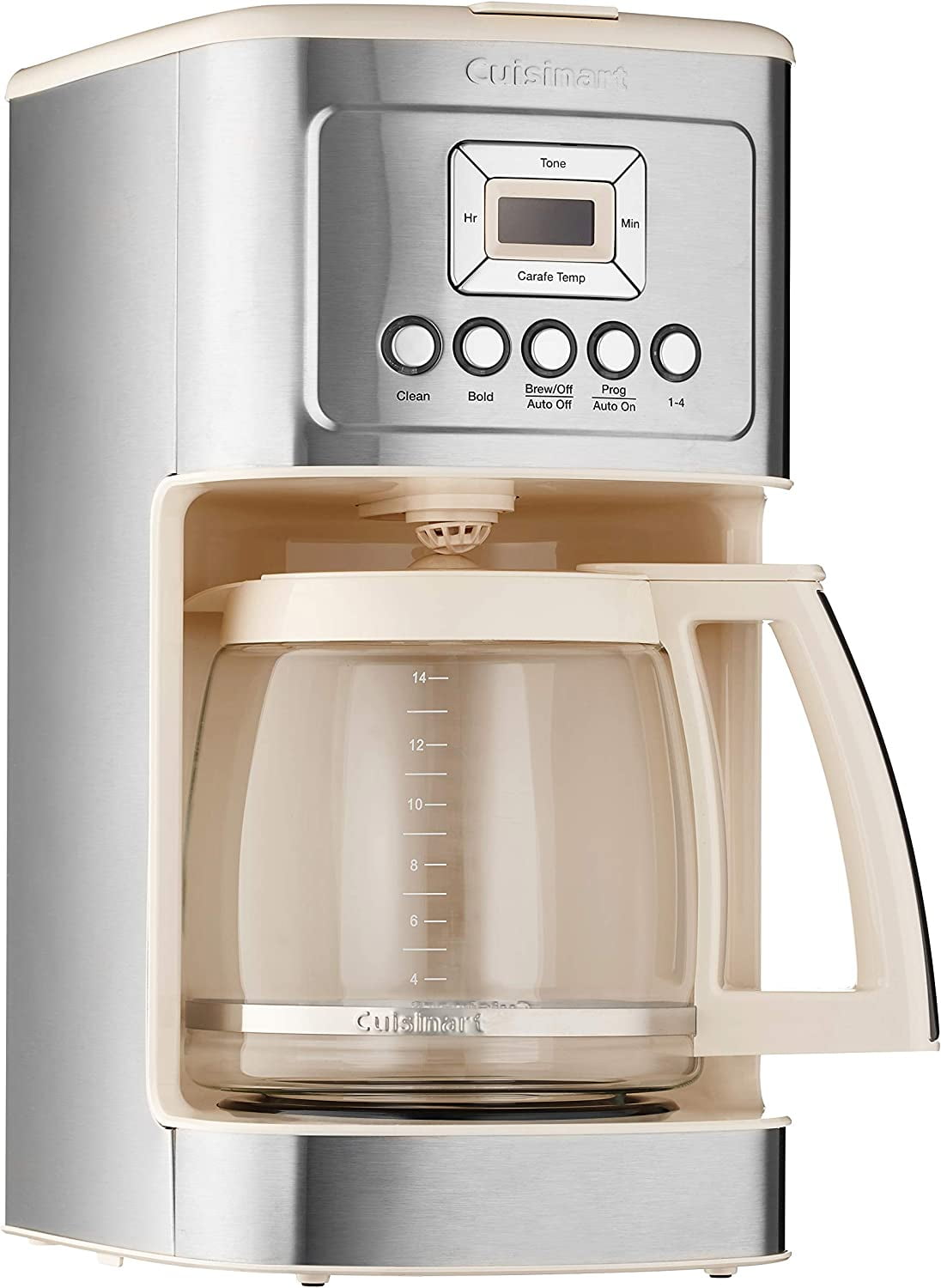 Coffee Maker, 14-Cup Glass Carafe, Fully Automatic for Brew Strength Control & 1-4 Cup Setting, Stainless Steel, DCC-3200CRM, Cream.