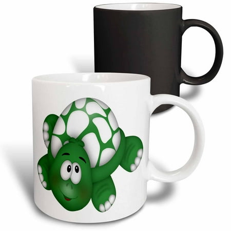 

3dRose Cute Bright Green and White Turtle Illustration Magic Transforming Mug 11oz