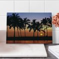 thumbnail image 2 of Hawaiian Cutting Board, Hawaiian Sunset on Big Island Anaehoomalu Bay Ocean Romantic Resort, Decorative Tempered Glass Cutting and Serving Board, Small Size, Lilac Dark Orange Black, by Ambesonne, 2 of 5