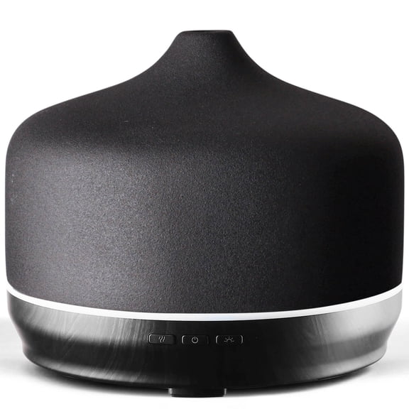Porseme Large Oil Diffusers 500ml,Ceramics Ultrasonic Essential Oil Diffuser,7 Colors Changing Humidifier,Whisper Cool Mist Aromatherapy Diffuser,Waterless Auto-off Air Freshener for Home（Black）
