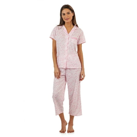 

Casual Nights Lace Trim Women s Short Sleeve Capri Pajama Set