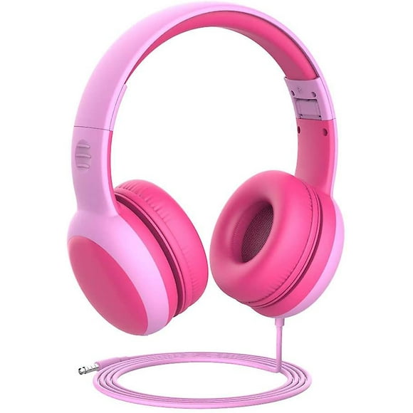Kids Wired Headphones, Foldable Headphones For Kids With Decorative Ears, Adjustable Lightweight Headphones For Boys And Girls Pink
