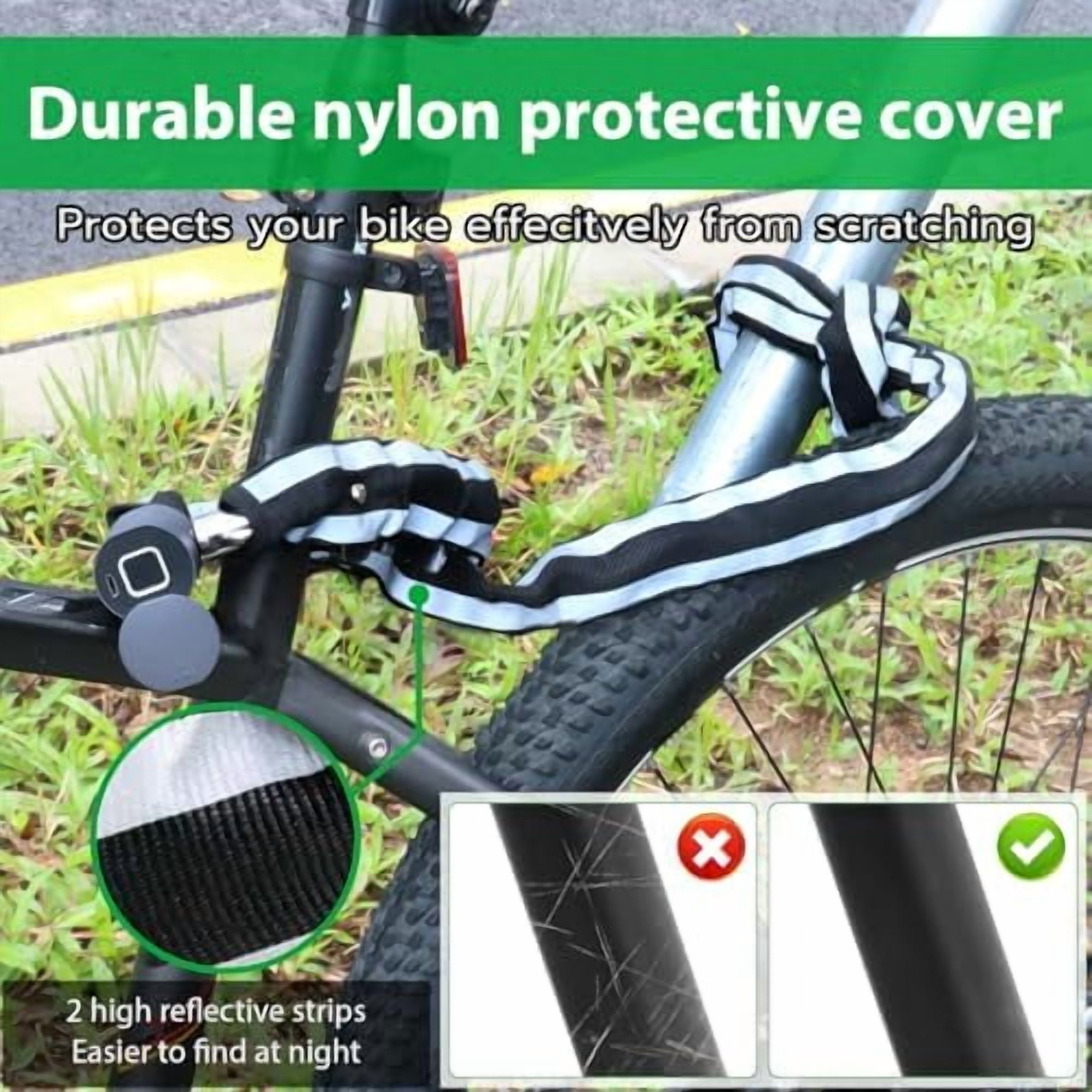 Electric Smart Bike Chain Lock - Heavy Duty Anti-Theft, Fingerprint & App Unlock, Escooter Accessories With Waterproof Bag for Bicycle, Scooter, Motorcycle, Gates C61$$Sport & Recreation Other