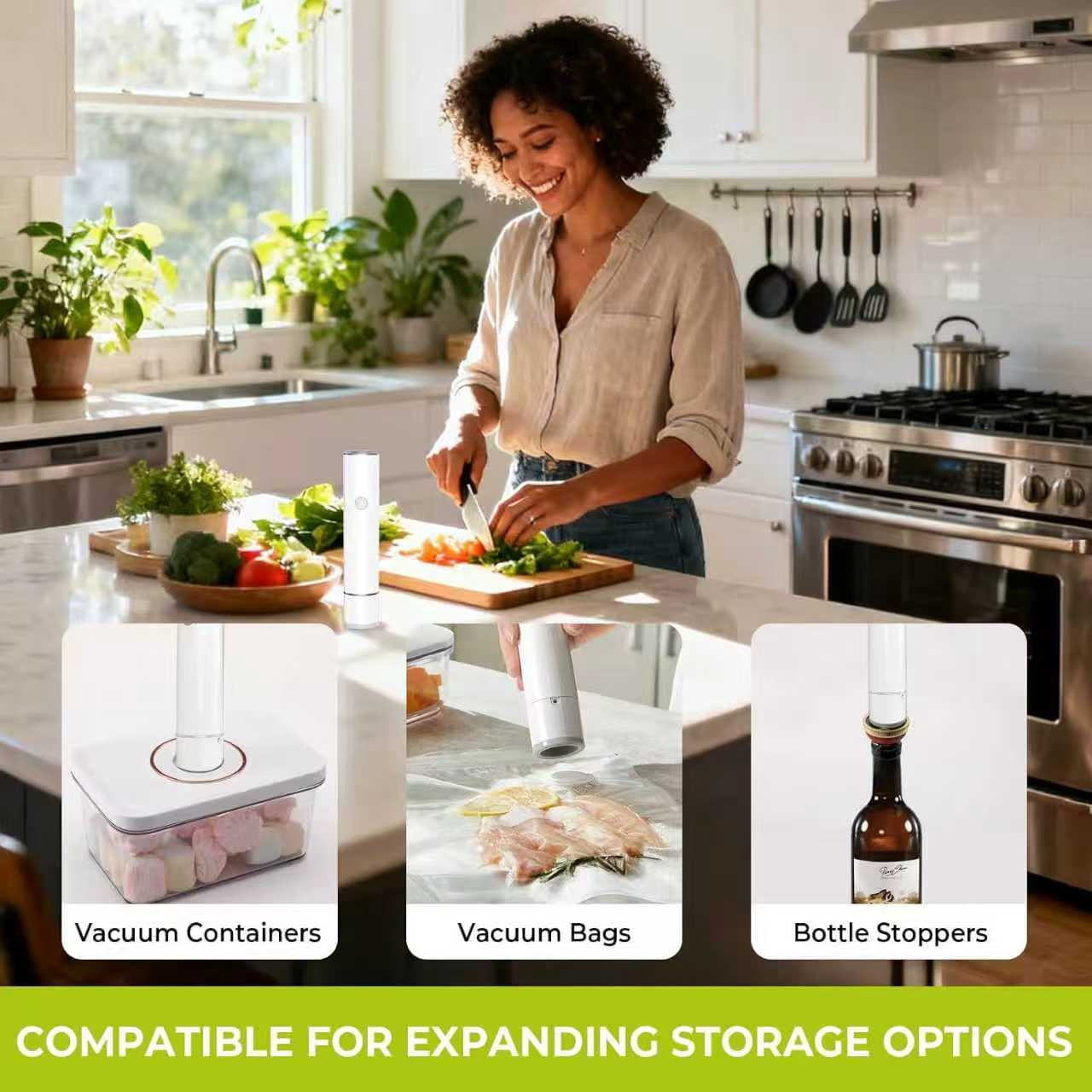 Handheld Vacuum Sealer for Food, Compact Portable Food Saver Pump with 30 BPA‑Free Reusable Vacuum Bags Type-C Rechargeable, Ideal for Sous Vide, Meal Prep, Leftovers & Freezer Storage