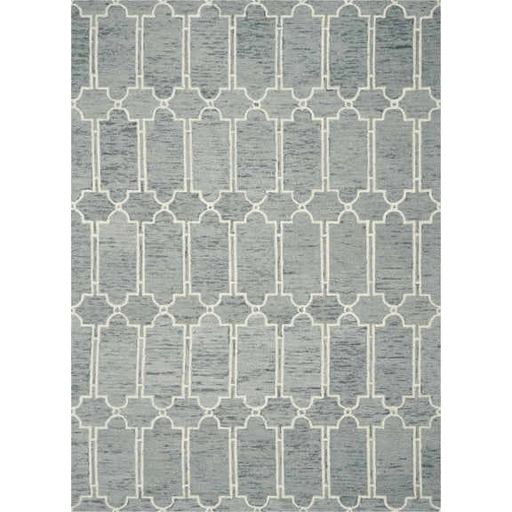 2'x4' Slate Blue Hand Tufted Geometric Indoor Accent Rug