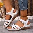 thumbnail image 2 of Dakaela Women's Platform Wedge Sandals Comfortable Arch Support Ankle Strap Summer Casual Orthotic Walking Shoes for Beach Travel Size 6-10 White, 2 of 9