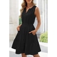 thumbnail image 5 of Merokeety Summer Dress for Women V Neck Flowy Vacation Mini Dress with Pockets Black xl, 5 of 6