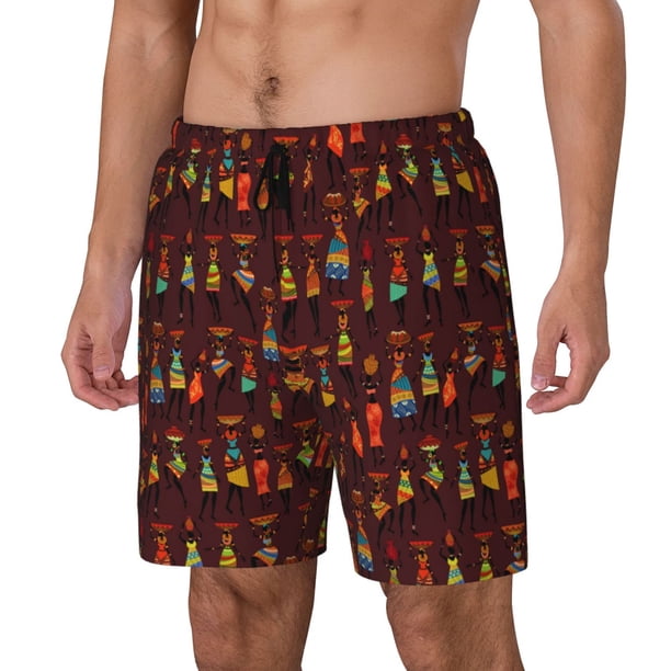 Fotbe Dancing African Women1 Traje de Baño para Hombre – Shorts de Natación de Secado Rápido con Forro y Bolsillos-Small