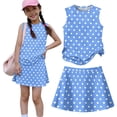 thumbnail image 3 of Summer Outfits for Kids Girls Size 7-8 Girls 2 Piece Outfits Cute Preppy Clothing Sets Casual Tank Top and Y2K Skirts Athletic Activewear Blue 11-12 Years, 3 of 7