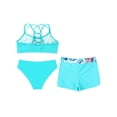 thumbnail image 4 of Zaldita Kids Girls 3 Pieces Bathing Suit Hawaii Printed Rash Guard Swimsuit for Seaside Vacation Lake Green 14, 4 of 7