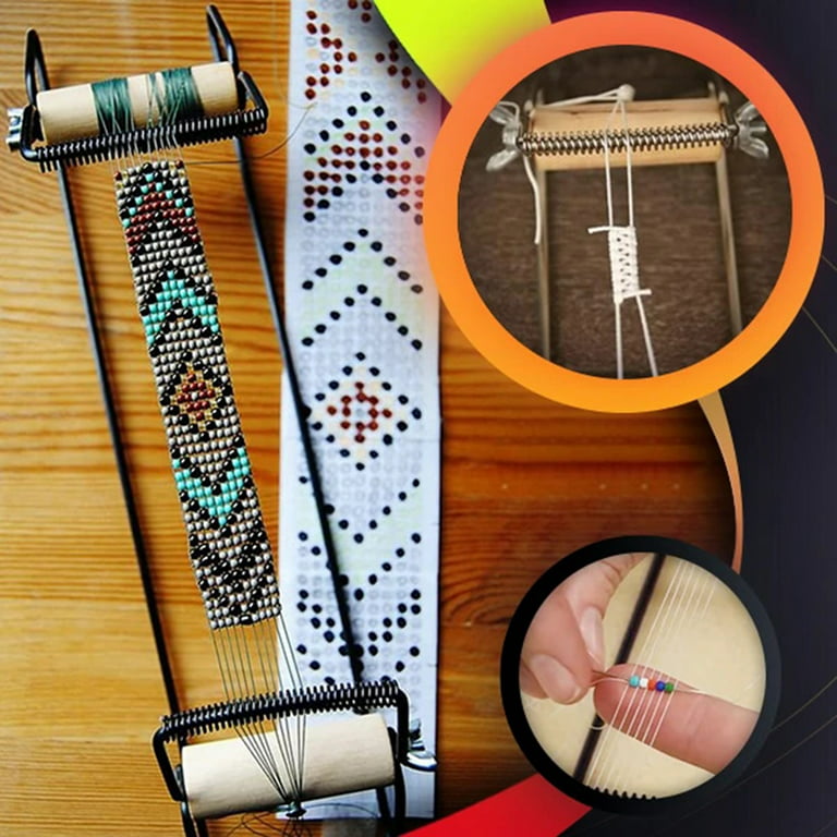  VILLCASE Bracelet Bead Threader Wood Bead Weaving Loom Jewelry  Making Tools for Adults Adjustable Bead Weaving Loom Bead Loom Kit Beading  Loom Stainless Steel Metal Child Sweater Machine