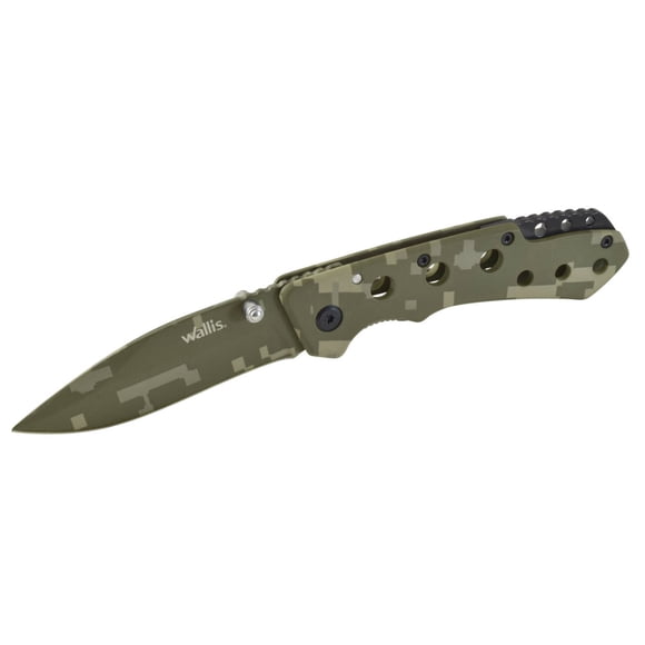 Navaja Bloqueo Hoja Lisa Camuflaje Verde Camping Wallis K900609