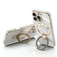 thumbnail image 5 of for iPhone 16 Pro Case with Magnetic Stand, [Compatible with MagSafe] [Ring Holder Kickstand] Plating TPU Shockproof Protective for iPhone 16 Pro Phone Case for Women Men, White, 5 of 6
