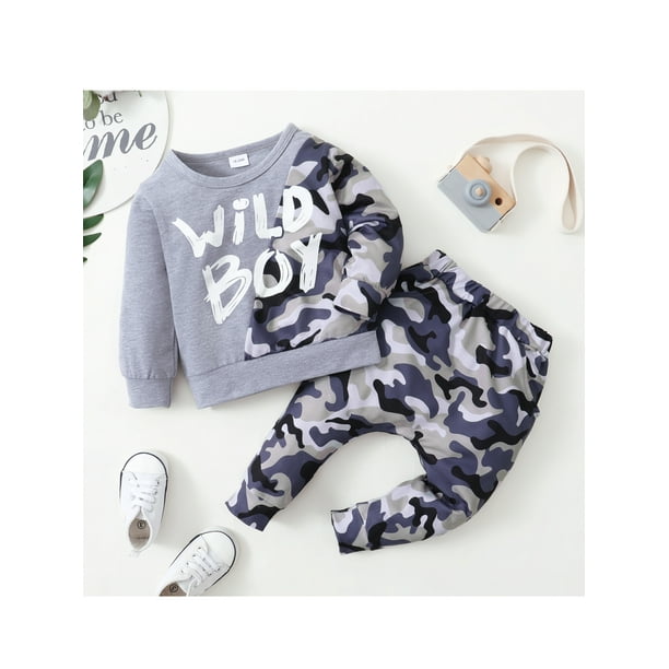 Ropa para bebes y ninos pequenos camiseta de manga larga pantalones trajes XBTCLXEBCO Gris 3 anos Walmart en linea