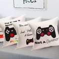 thumbnail image 2 of Vintage Black Video Game Controller Decorative Pillow Covers 4Pack Teen Gaming Throw Pillow Cases with Funny Quote Cushion Cover Cotton Linen Square Playroom Pillow Cases (Game, 16" x 16"), 2 of 5