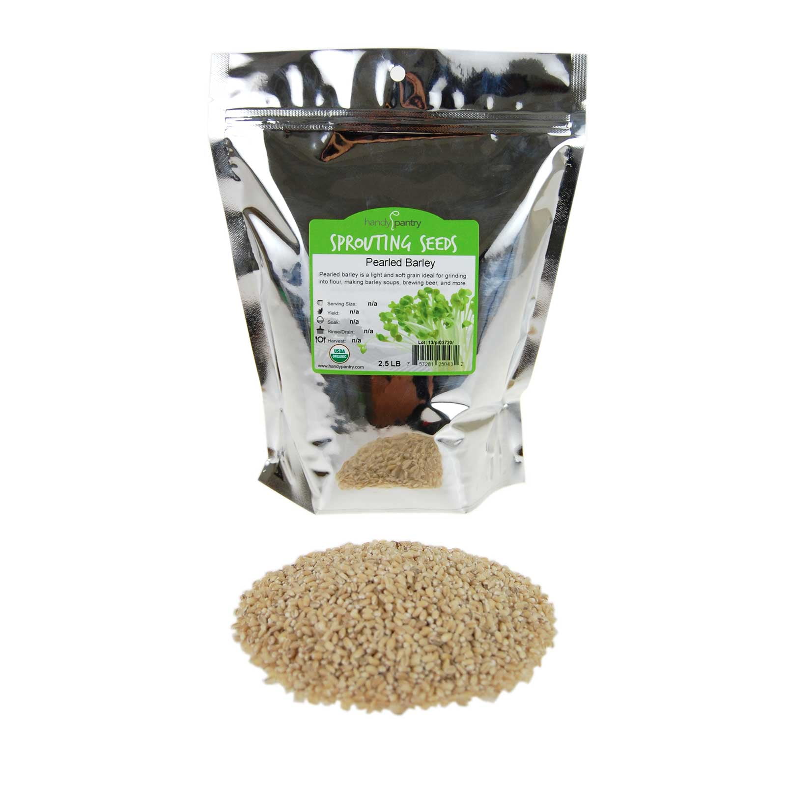 Organic Pearled Barley Groats (Hulled) 2.5 Lb ReSealable Package