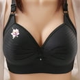 thumbnail image 2 of Women's Wireless Bra Plus Size Breathable Daily Underwear Small Print Bra Black XS-4XL, 2 of 4