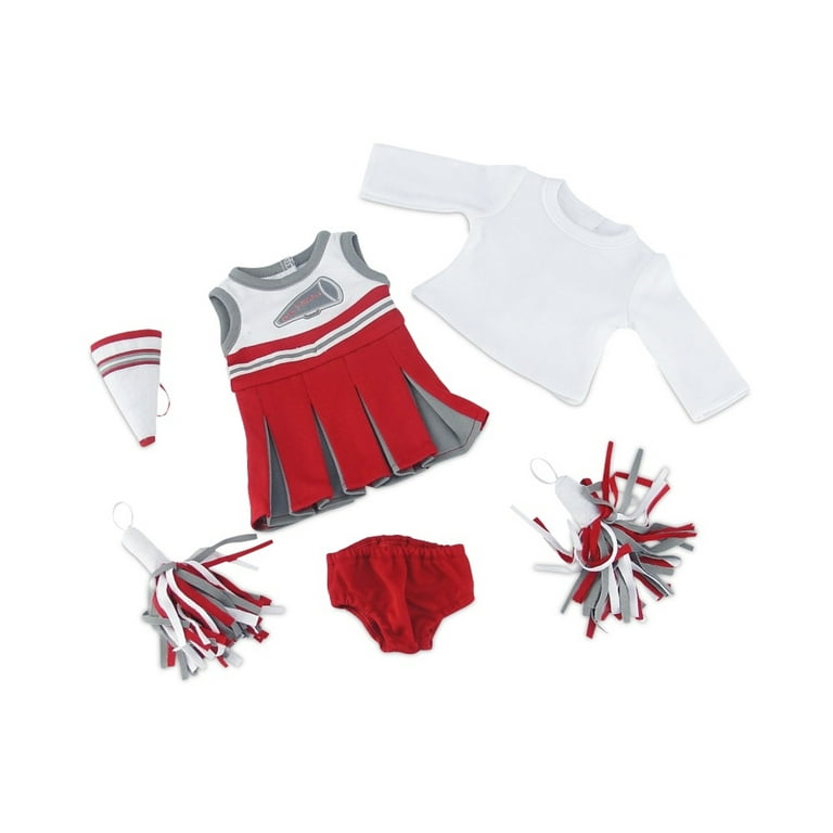 18-inch Doll Clothes - Cheerleader Dress with Pants and Pom Poms