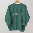 thumbnail image 2 of Womens Love Sweatshirt Green - Oversized Valentine's Day Crewneck with Embroidered Heart Design, Soft Fleece Romantic Pullover Gift for Her,Size L, 2 of 6